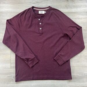 The Normal Brand Large Henley Long Sleeve Shirt Maroon Long Sleeve Casual
